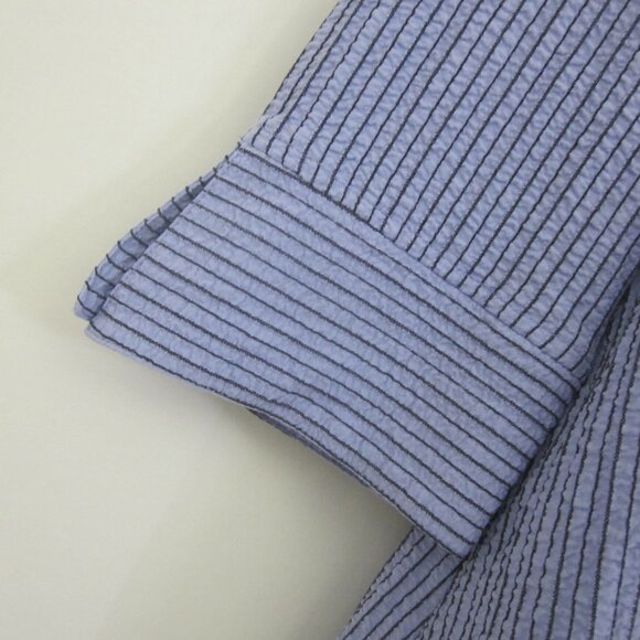 Habitat Womens M Periwinkle Blue Stripe 3/4 Sleeve Tunic Shirt Relaxed Rayon - Picture 10 of 13